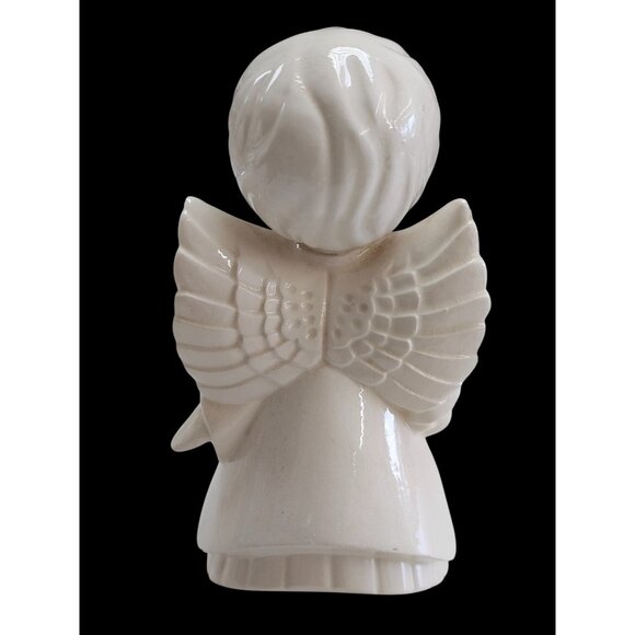 Vintage White Ceramic Kissing Angel Figurines With Wings - Picture 6 of 11